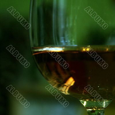 Wine bottle and glass