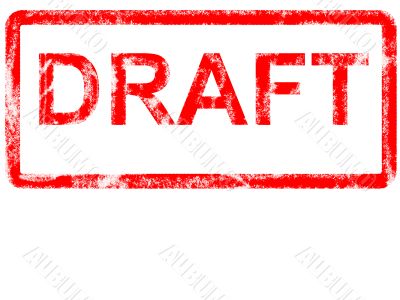 Grungey rubber stamp stating DRAFT