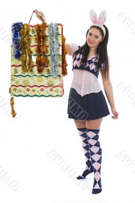 Beautiful woman with christmas decoration