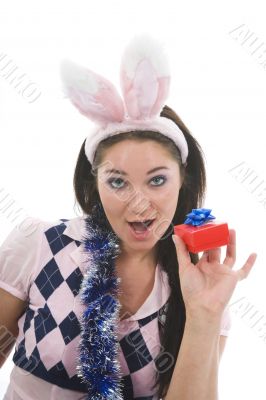 Beautiful woman with christmas decoration