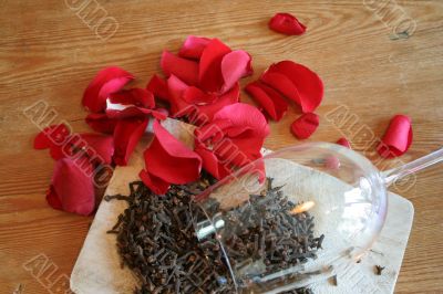Carnation and red rose