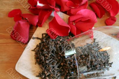 Carnation and red rose