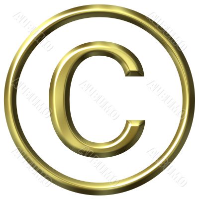 3D Golden Copyright Symbol