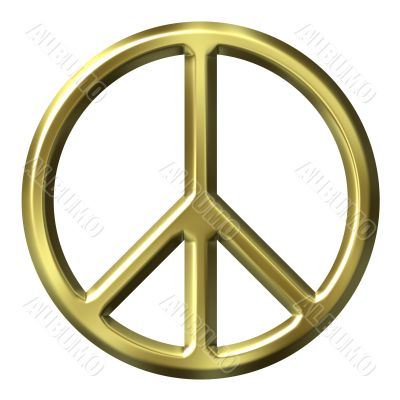 3D Golden Peace Symbol