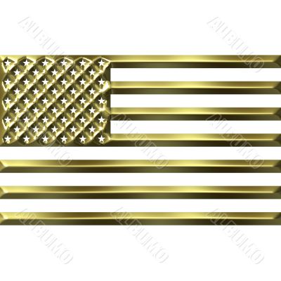 3D Golden USA Flag