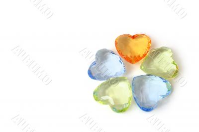 Colour hearts / white background