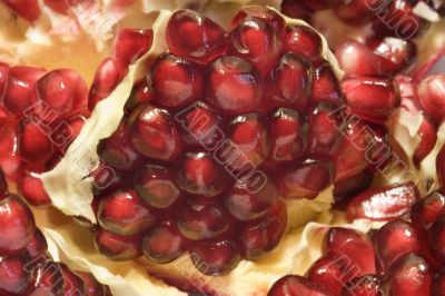 Macro close-up of cut fresh pomegranate 2