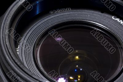Macro close-up of photo lenses