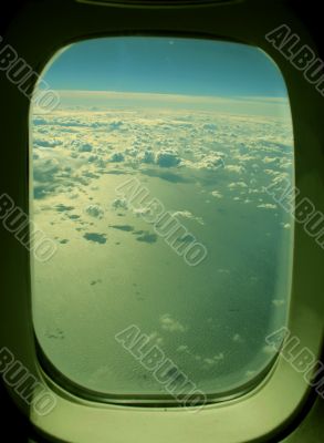 Clouds outside the airplane