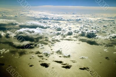 Clouds outside the airplane