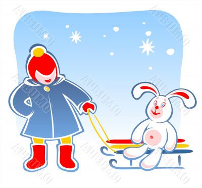 child and rabbit