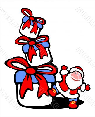 santa and gift boxes