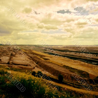 Open pit, brown coal, digger