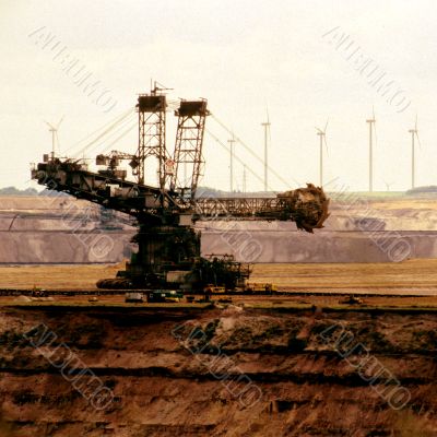 Open pit, brown coal, digger