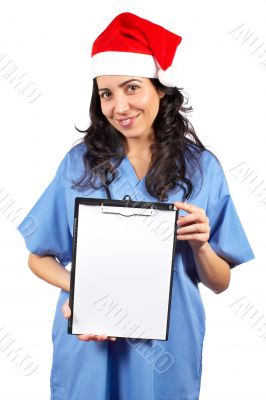 Female doctor holding the clipboard