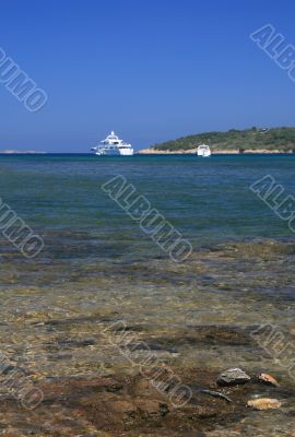 Yachts on the sea level