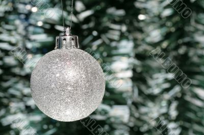 Christmas decoration - silver ball and tinsel