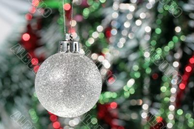 Christmas decoration - silver ball and tinsel