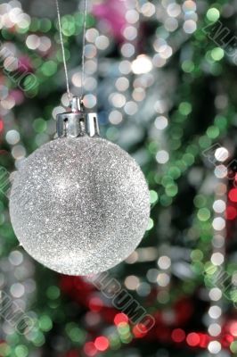 Christmas decoration - silver ball and tinsel