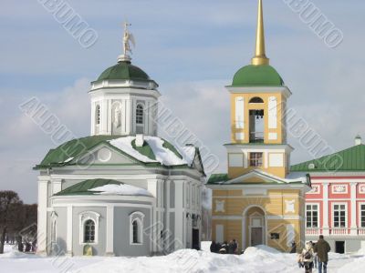 Church and belltower in manor Kuskovo.