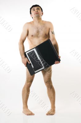 Undressed the man and a computer