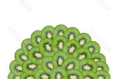 A slices of kiwi on the white background