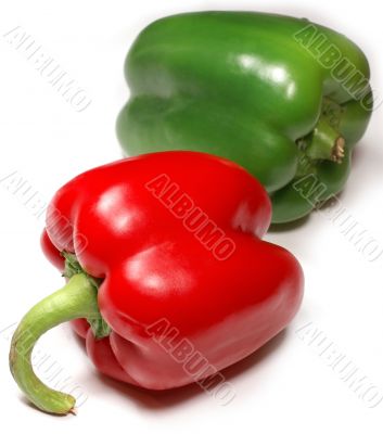 Red and green paprikas