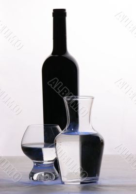 dark bottle and glasses