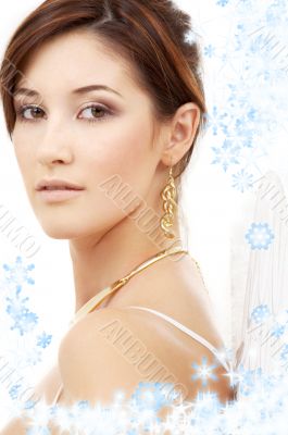 christmas portrait of brunette angel girl 3
