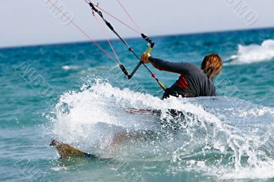 close up of kitesurfer