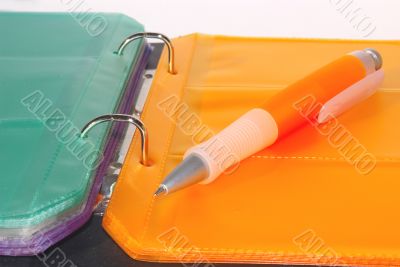 business card holder and  pen