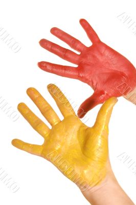 left and right womanish palms