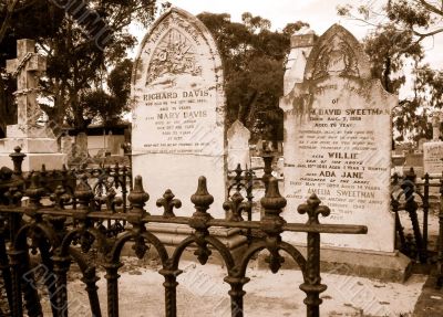 Sepia gravestones.