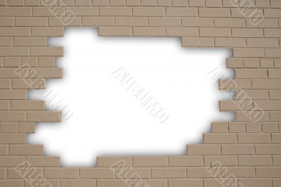 Painted brick wall texture with empty central area