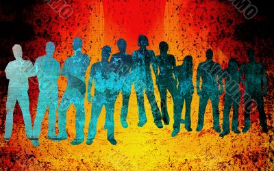 textures style of people silhouettes
