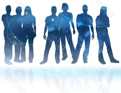textures style of people silhouettes