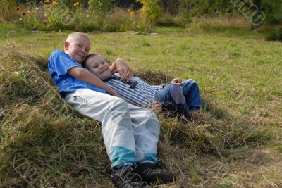 two boys on grass