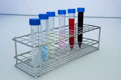 Test tubes in metal rack