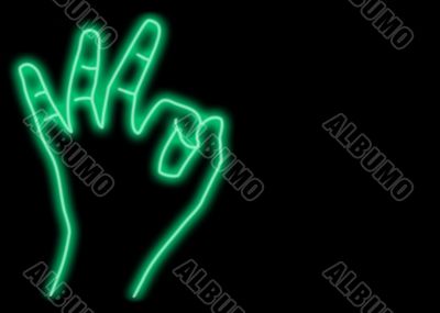 neon style OK hand