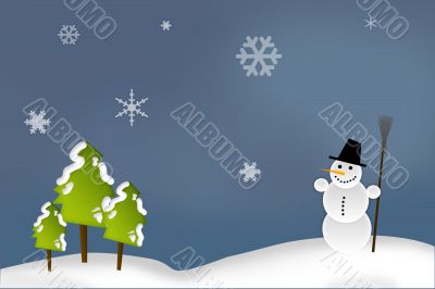 Christmas Card - Snowman in the Forest