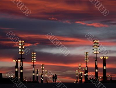 evening sky and city lights