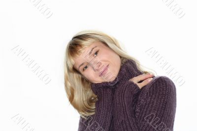 blond girl isolated on white background