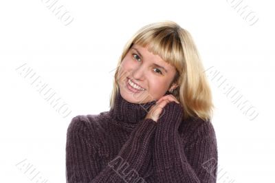 blond girl isolated on white background