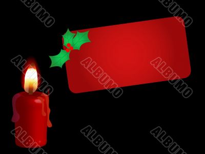 Red candle with the card