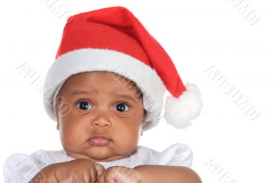 baby girl with santa hat