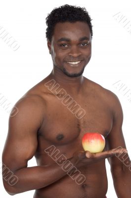 Healthy man with apple