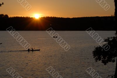 sunset over the Radunskie Lake