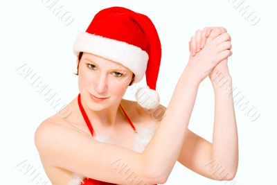 Christmas girl is celebrating