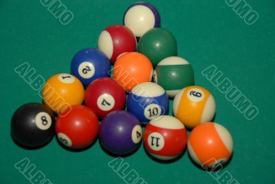 billiards table with pool balls