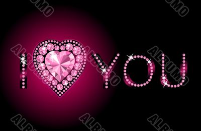 I LOVE YOU / Diamond heart / vector background